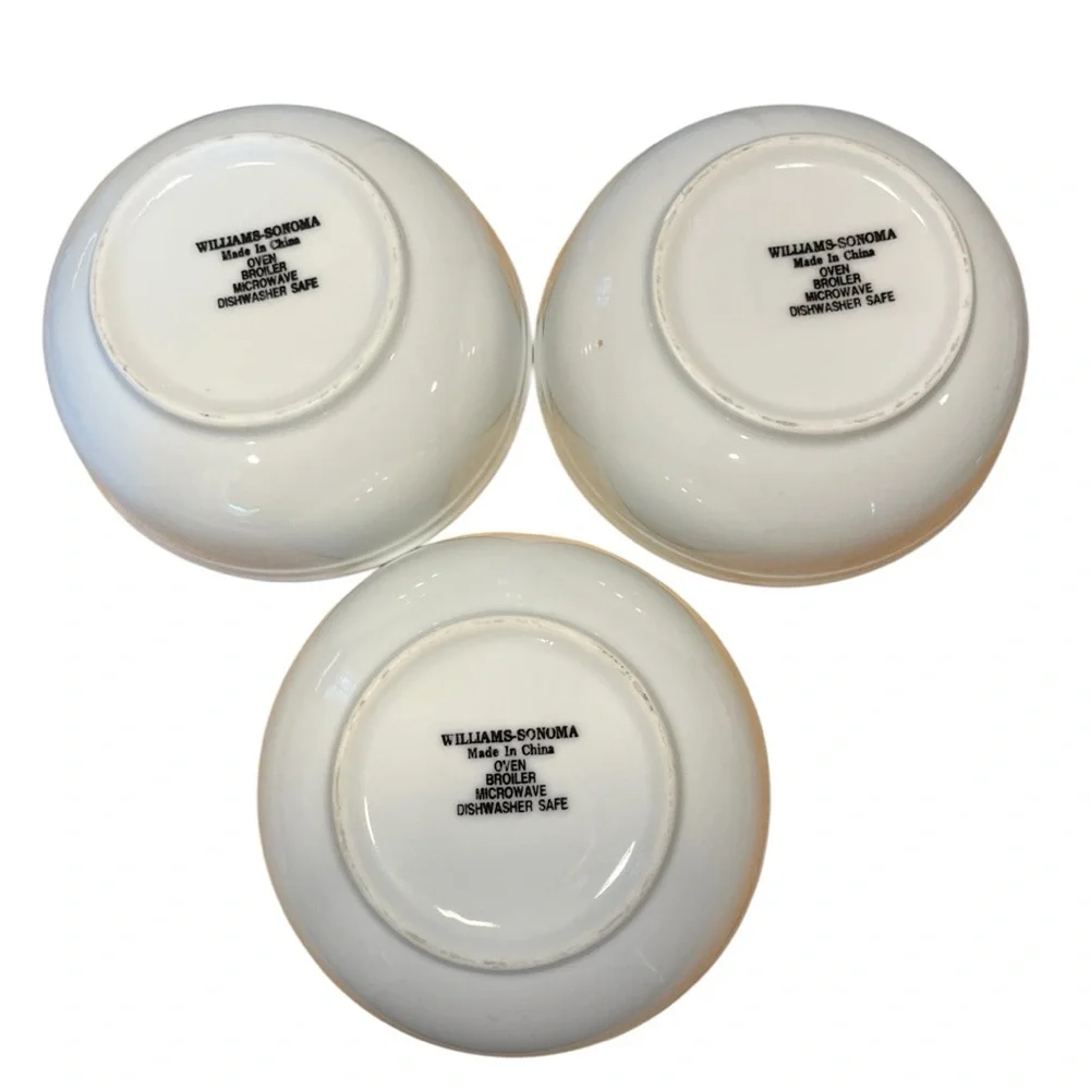 Williams Sonoma 3 Bowls Cereal -Chili -Soup Pantry Collection Stoneware